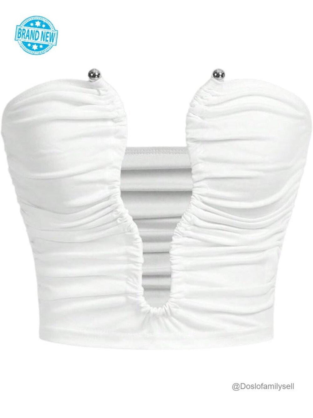 Sexy Y2k Deep V Neck Crop Tube Top Strapless Sleeveless Ruched Slim Fit Club